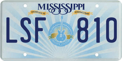 MS license plate LSF810