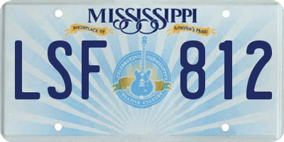 MS license plate LSF812