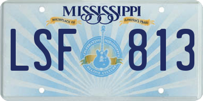 MS license plate LSF813