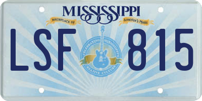 MS license plate LSF815