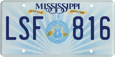 MS license plate LSF816