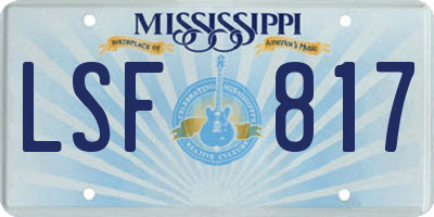 MS license plate LSF817