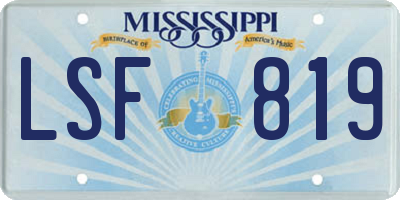 MS license plate LSF819