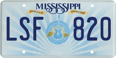 MS license plate LSF820
