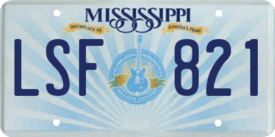 MS license plate LSF821