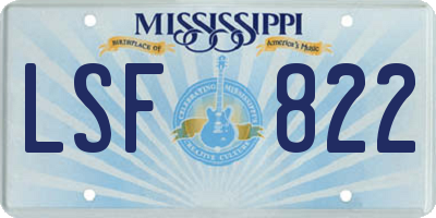 MS license plate LSF822