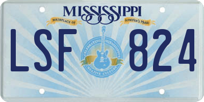 MS license plate LSF824