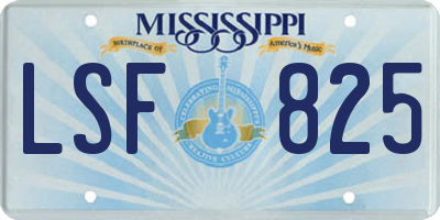 MS license plate LSF825