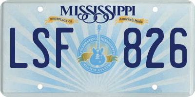 MS license plate LSF826