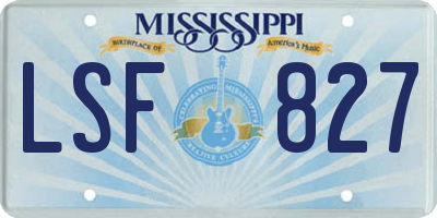 MS license plate LSF827