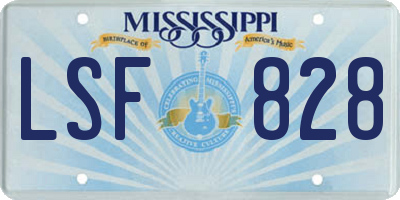 MS license plate LSF828