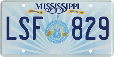 MS license plate LSF829