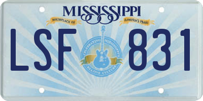 MS license plate LSF831