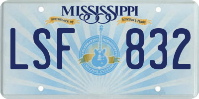 MS license plate LSF832