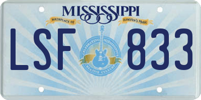 MS license plate LSF833