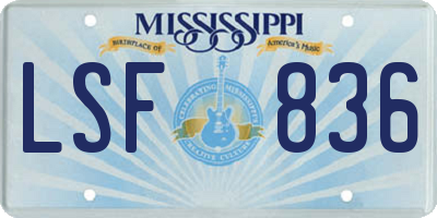 MS license plate LSF836