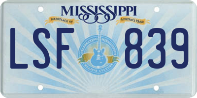 MS license plate LSF839