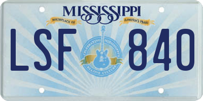 MS license plate LSF840