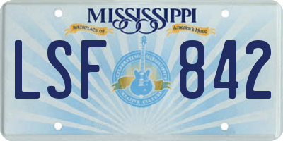 MS license plate LSF842