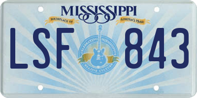 MS license plate LSF843