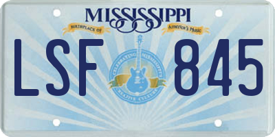 MS license plate LSF845