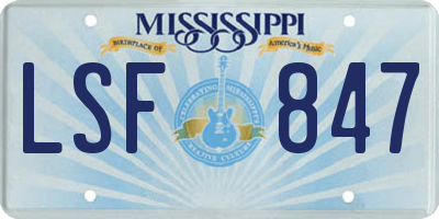 MS license plate LSF847