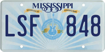 MS license plate LSF848