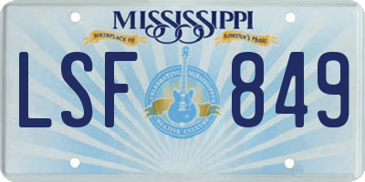 MS license plate LSF849