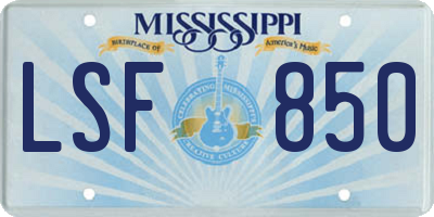 MS license plate LSF850