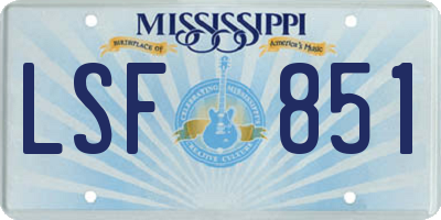 MS license plate LSF851