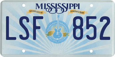 MS license plate LSF852