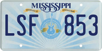 MS license plate LSF853