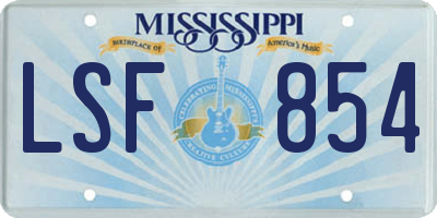 MS license plate LSF854