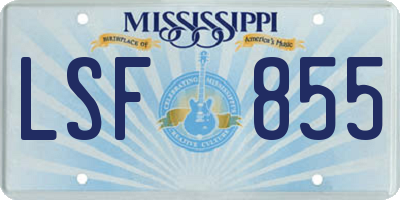MS license plate LSF855