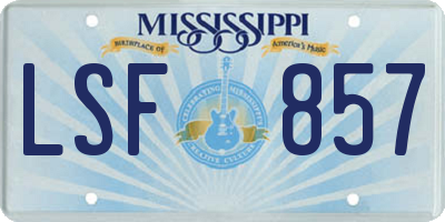 MS license plate LSF857