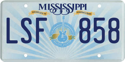 MS license plate LSF858