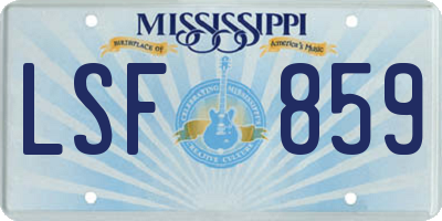 MS license plate LSF859