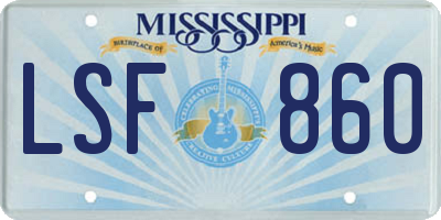 MS license plate LSF860