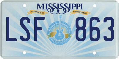 MS license plate LSF863