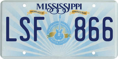 MS license plate LSF866