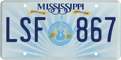 MS license plate LSF867