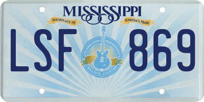 MS license plate LSF869