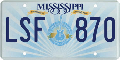 MS license plate LSF870