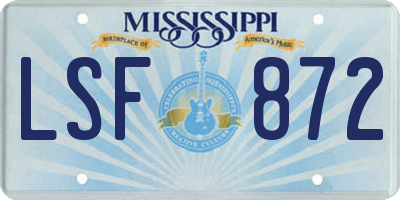 MS license plate LSF872