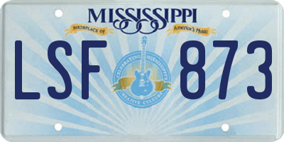 MS license plate LSF873