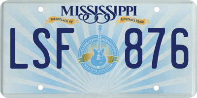 MS license plate LSF876