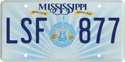 MS license plate LSF877