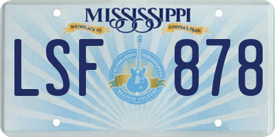 MS license plate LSF878