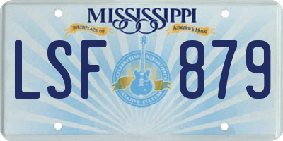 MS license plate LSF879