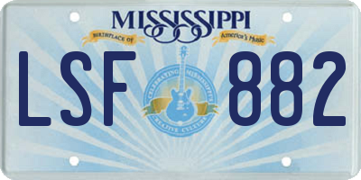MS license plate LSF882